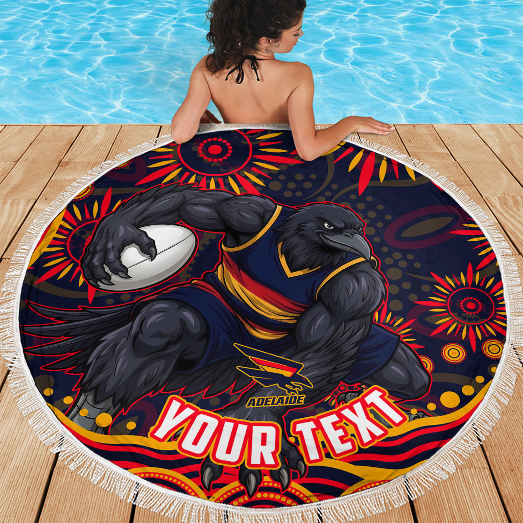 Personalized Adelaide Crows AFL Mascot Beach Blanket Aboriginal Dot Art - Dreamtime Football Mascot