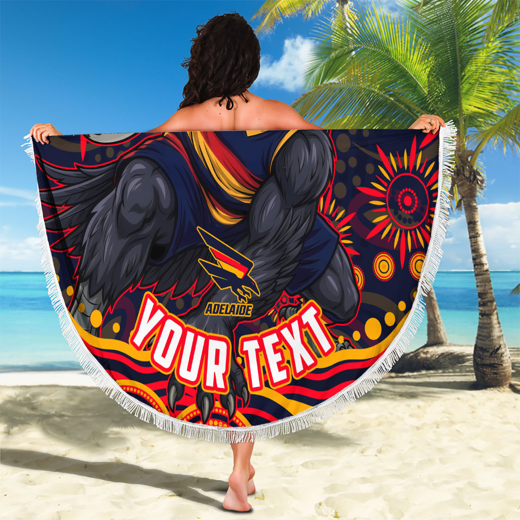 Personalized Adelaide Crows AFL Mascot Beach Blanket Aboriginal Dot Art - Dreamtime Football Mascot