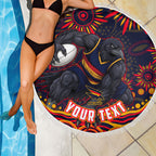 Personalized Adelaide Crows AFL Mascot Beach Blanket Aboriginal Dot Art - Dreamtime Football Mascot