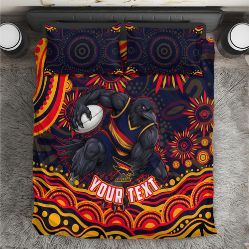 Personalized Adelaide Crows AFL Mascot Bedding Set Aboriginal Dot Art - Dreamtime Football Mascot