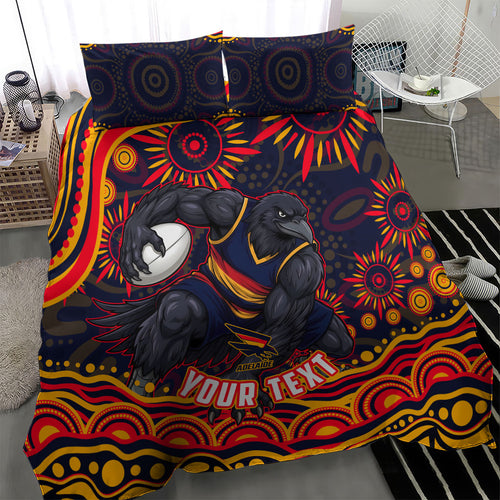 Personalized Adelaide Crows AFL Mascot Bedding Set Aboriginal Dot Art - Dreamtime Football Mascot