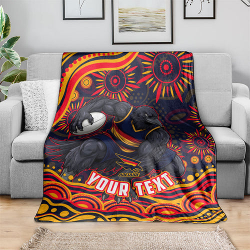 Personalized Adelaide Crows AFL Mascot Blanket Aboriginal Dot Art - Dreamtime Football Mascot