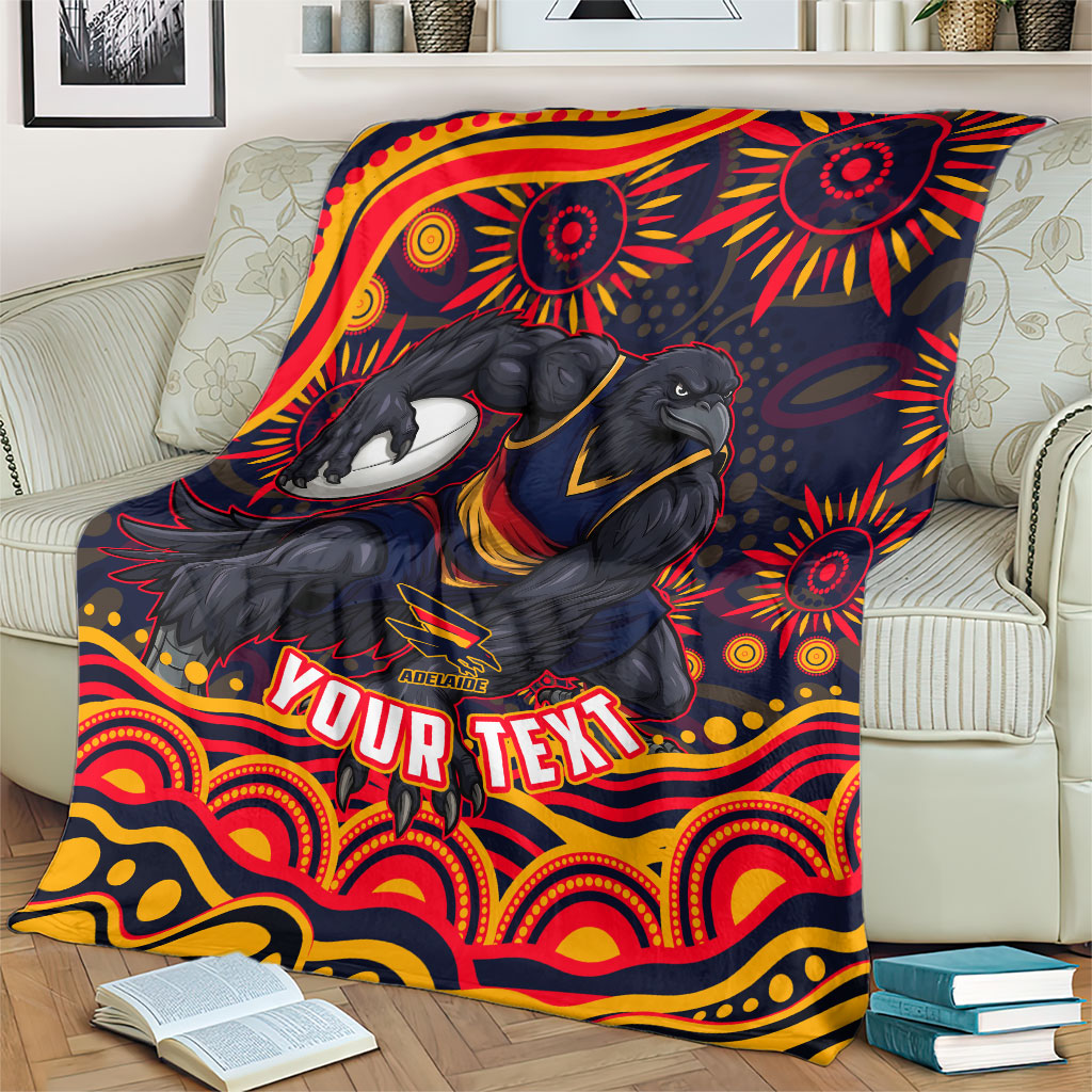 Personalized Adelaide Crows AFL Mascot Blanket Aboriginal Dot Art - Dreamtime Football Mascot