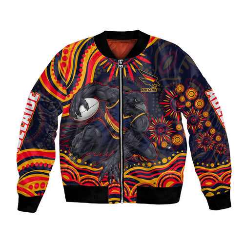 Personalized Adelaide Crows AFL Mascot Bomber Jacket Aboriginal Dot Art - Dreamtime Football Mascot