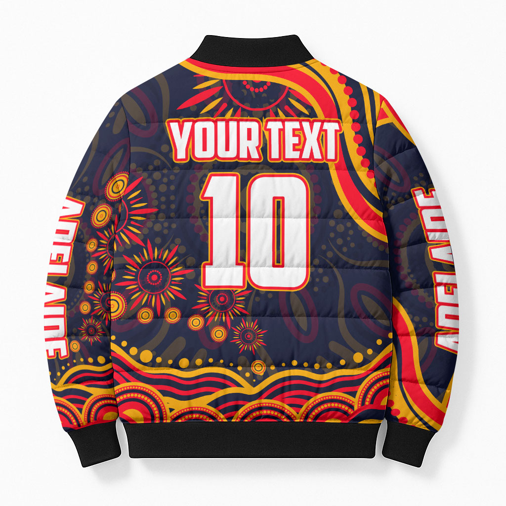 Personalized Adelaide Crows AFL Mascot Bomber Puffer Jacket Aboriginal Dot Art - Dreamtime Football Mascot