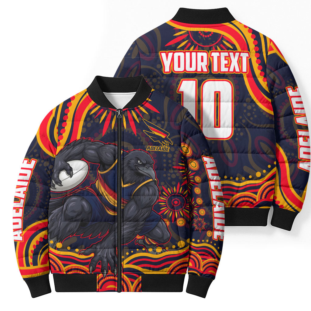 Personalized Adelaide Crows AFL Mascot Bomber Puffer Jacket Aboriginal Dot Art - Dreamtime Football Mascot