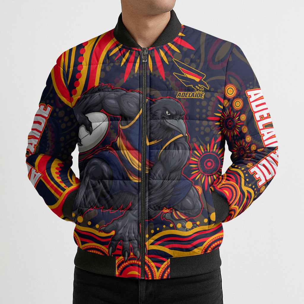 Personalized Adelaide Crows AFL Mascot Bomber Puffer Jacket Aboriginal Dot Art - Dreamtime Football Mascot