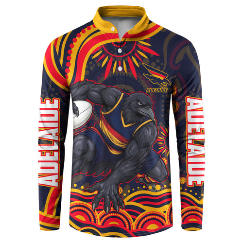 Personalized Adelaide Crows AFL Mascot Button Sweatshirt Aboriginal Dot Art - Dreamtime Football Mascot