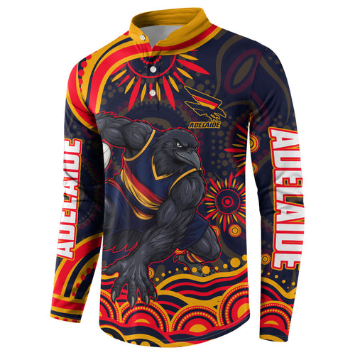 Personalized Adelaide Crows AFL Mascot Button Sweatshirt Aboriginal Dot Art - Dreamtime Football Mascot