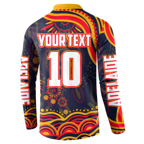 Personalized Adelaide Crows AFL Mascot Button Sweatshirt Aboriginal Dot Art - Dreamtime Football Mascot