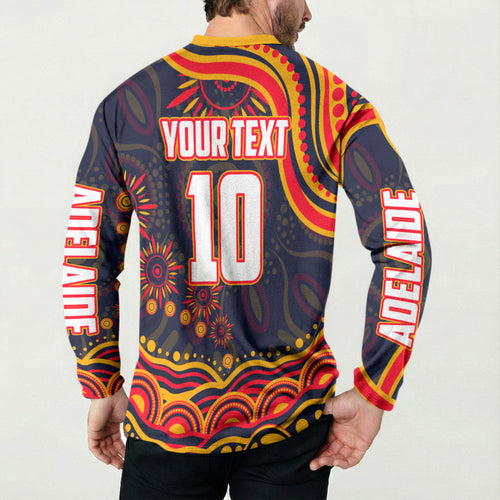 Personalized Adelaide Crows AFL Mascot Button Sweatshirt Aboriginal Dot Art - Dreamtime Football Mascot