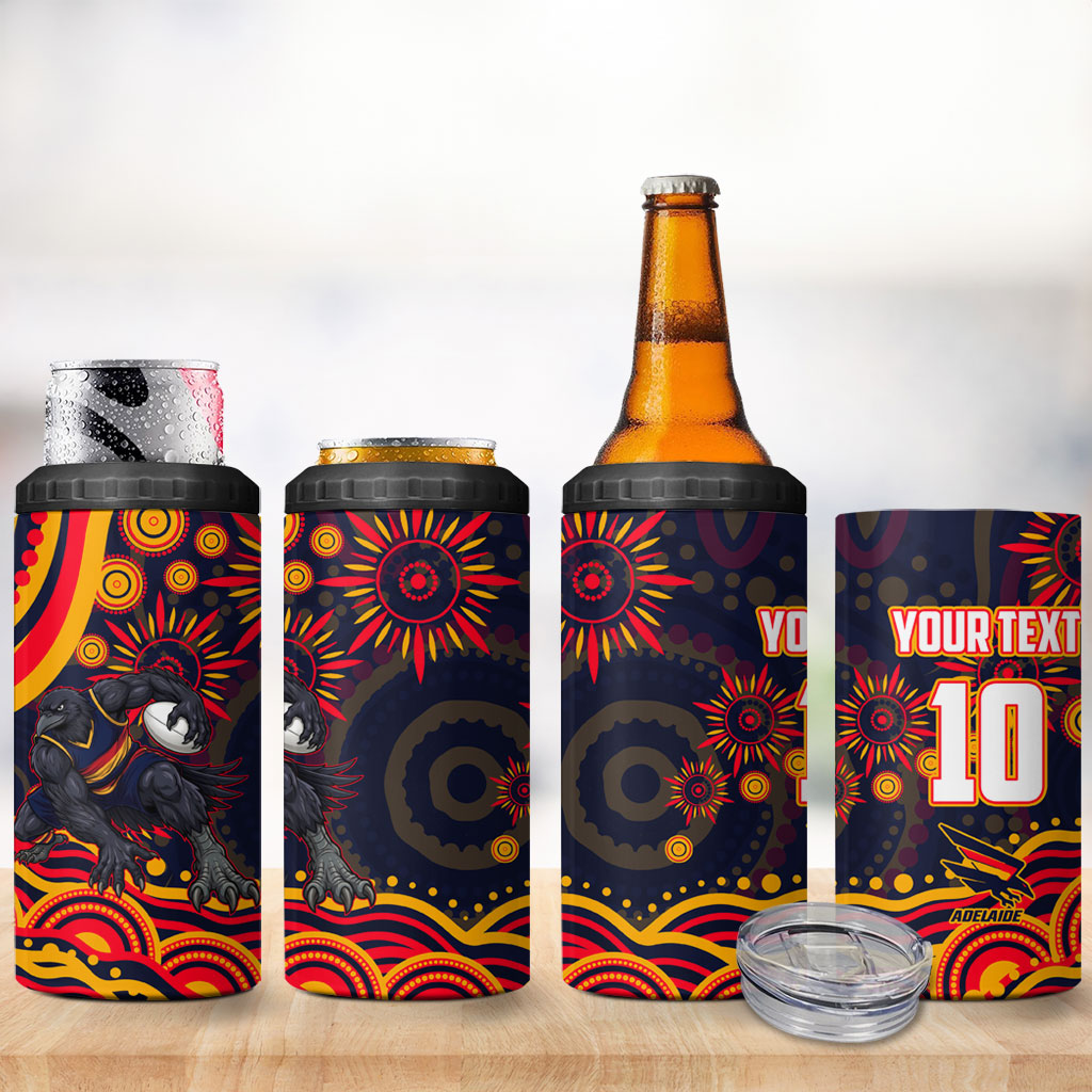 Personalized Adelaide Crows AFL Mascot 4 in 1 Can Cooler Tumbler Aboriginal Dot Art - Dreamtime Football Mascot