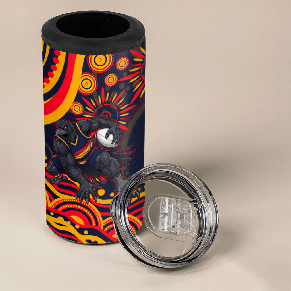 Personalized Adelaide Crows AFL Mascot 4 in 1 Can Cooler Tumbler Aboriginal Dot Art - Dreamtime Football Mascot
