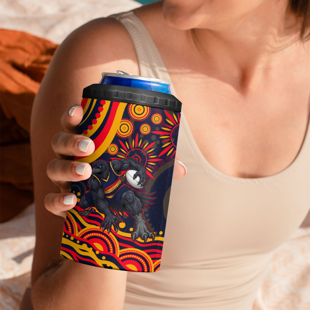 Personalized Adelaide Crows AFL Mascot 4 in 1 Can Cooler Tumbler Aboriginal Dot Art - Dreamtime Football Mascot