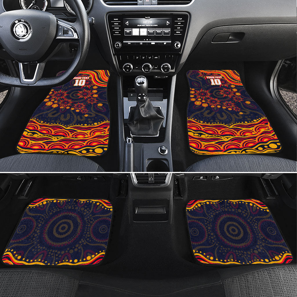 Personalized Adelaide Crows AFL Mascot Car Mats Aboriginal Dot Art - Dreamtime Football Mascot