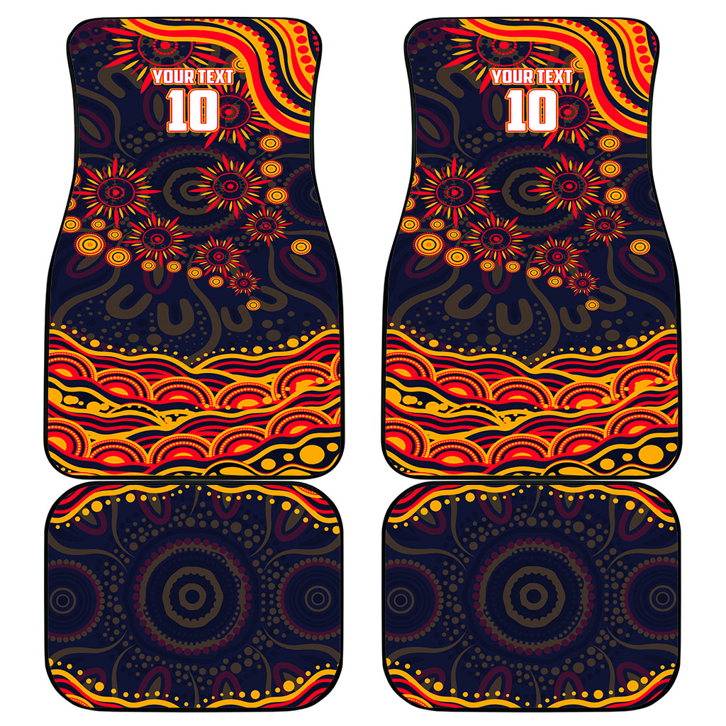 Personalized Adelaide Crows AFL Mascot Car Mats Aboriginal Dot Art - Dreamtime Football Mascot