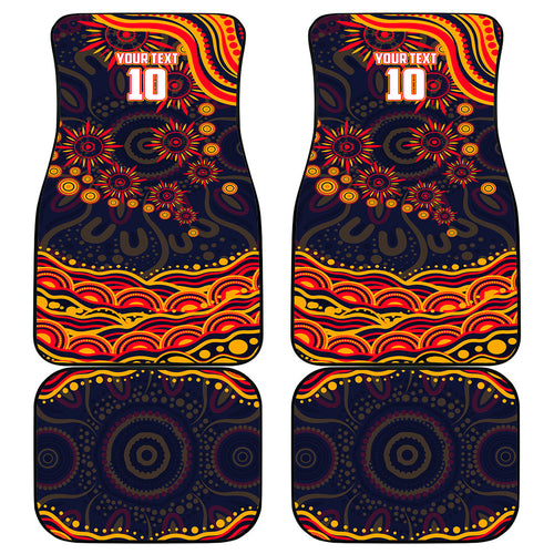 Personalized Adelaide Crows AFL Mascot Car Mats Aboriginal Dot Art - Dreamtime Football Mascot