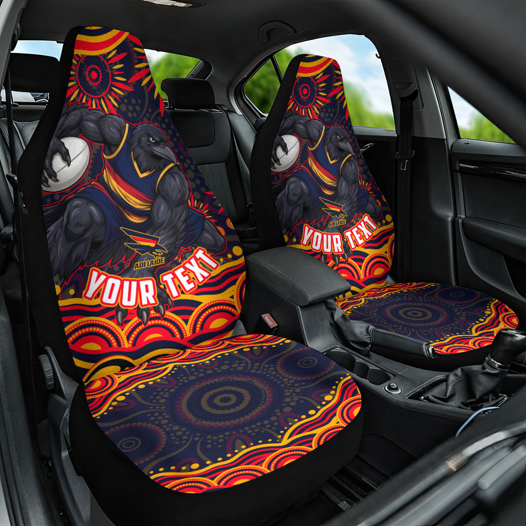 Personalized Adelaide Crows AFL Mascot Car Seat Cover Aboriginal Dot Art - Dreamtime Football Mascot