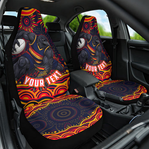 Personalized Adelaide Crows AFL Mascot Car Seat Cover Aboriginal Dot Art - Dreamtime Football Mascot