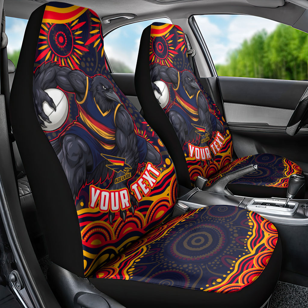 Personalized Adelaide Crows AFL Mascot Car Seat Cover Aboriginal Dot Art - Dreamtime Football Mascot