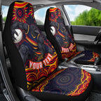 Personalized Adelaide Crows AFL Mascot Car Seat Cover Aboriginal Dot Art - Dreamtime Football Mascot