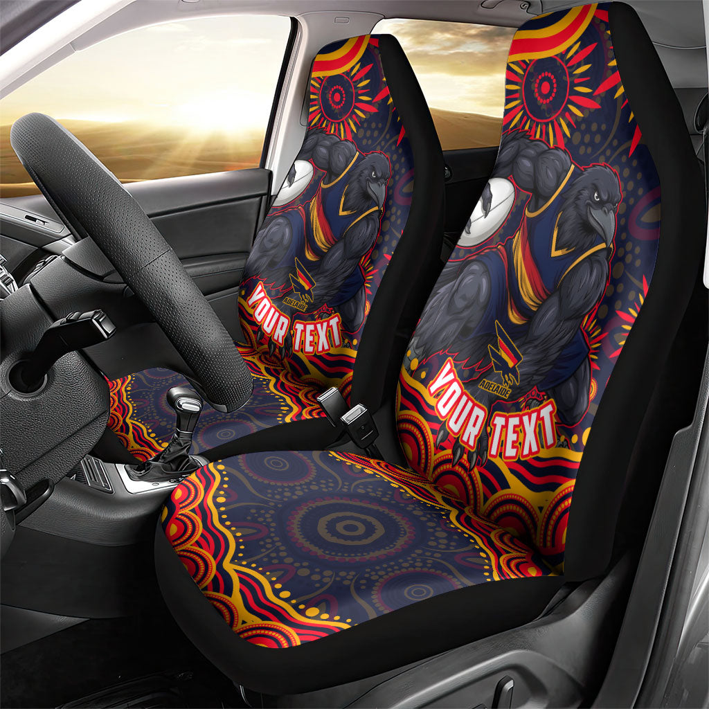 Personalized Adelaide Crows AFL Mascot Car Seat Cover Aboriginal Dot Art - Dreamtime Football Mascot