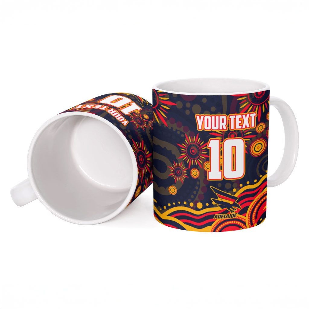 Personalized Adelaide Crows AFL Mascot Ceramic Mug Aboriginal Dot Art - Dreamtime Football Mascot