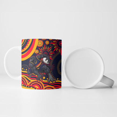 Personalized Adelaide Crows AFL Mascot Ceramic Mug Aboriginal Dot Art - Dreamtime Football Mascot