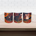 Personalized Adelaide Crows AFL Mascot Ceramic Mug Aboriginal Dot Art - Dreamtime Football Mascot