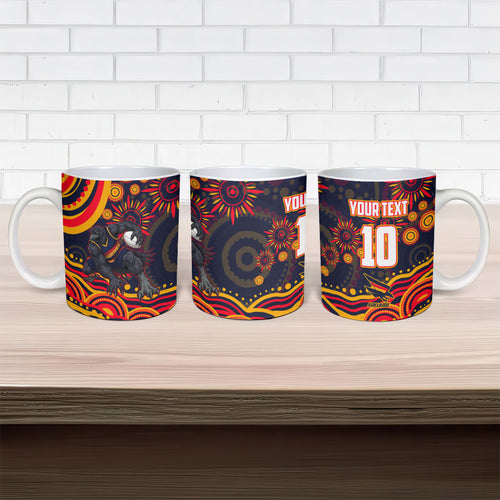 Personalized Adelaide Crows AFL Mascot Ceramic Mug Aboriginal Dot Art - Dreamtime Football Mascot