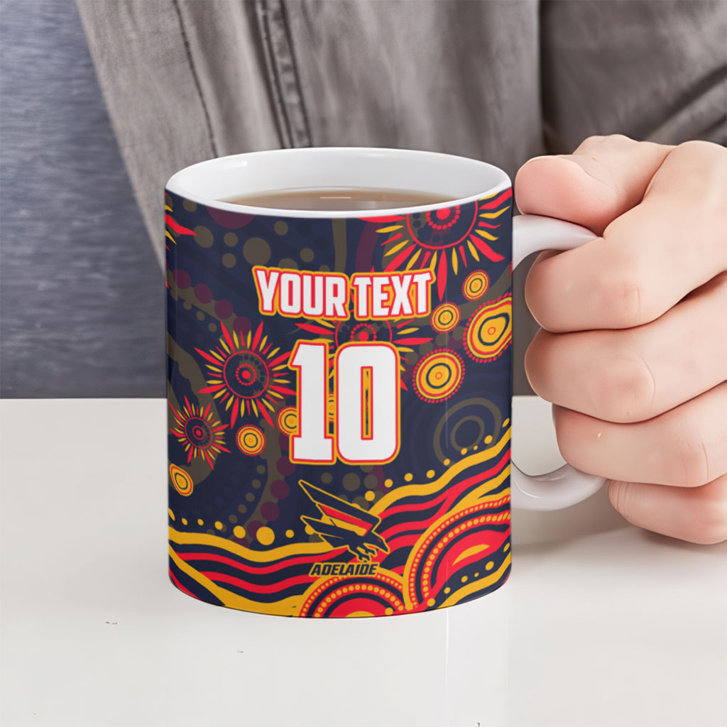 Personalized Adelaide Crows AFL Mascot Ceramic Mug Aboriginal Dot Art - Dreamtime Football Mascot