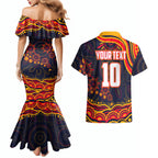 Personalized Adelaide Crows AFL Mascot Couples Matching Mermaid Dress and Hawaiian Shirt Aboriginal Dot Art - Dreamtime Football Mascot