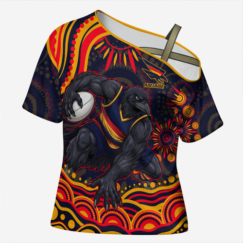Personalized Adelaide Crows AFL Mascot Cross Shoulder Shirt Aboriginal Dot Art - Dreamtime Football Mascot