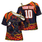 Personalized Adelaide Crows AFL Mascot Cross Shoulder Shirt Aboriginal Dot Art - Dreamtime Football Mascot