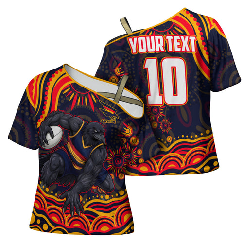 Personalized Adelaide Crows AFL Mascot Cross Shoulder Shirt Aboriginal Dot Art - Dreamtime Football Mascot
