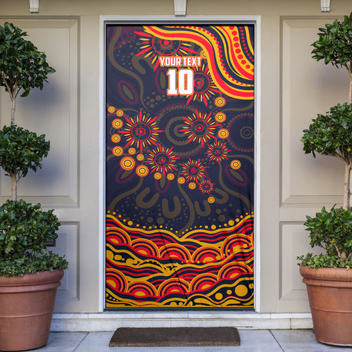 Personalized Adelaide Crows AFL Mascot Door Cover Aboriginal Dot Art - Dreamtime Football Mascot