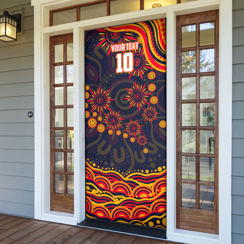 Personalized Adelaide Crows AFL Mascot Door Cover Aboriginal Dot Art - Dreamtime Football Mascot