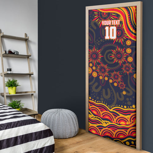 Personalized Adelaide Crows AFL Mascot Door Cover Aboriginal Dot Art - Dreamtime Football Mascot