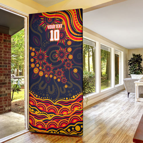 Personalized Adelaide Crows AFL Mascot Door Cover Aboriginal Dot Art - Dreamtime Football Mascot