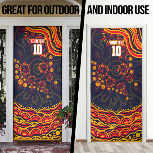 Personalized Adelaide Crows AFL Mascot Door Cover Aboriginal Dot Art - Dreamtime Football Mascot