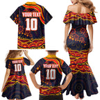 Personalized Adelaide Crows AFL Mascot Family Matching Mermaid Dress and Hawaiian Shirt Aboriginal Dot Art - Dreamtime Football Mascot