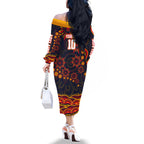 Personalized Adelaide Crows AFL Mascot Family Matching Off The Shoulder Long Sleeve Dress and Hawaiian Shirt Aboriginal Dot Art - Dreamtime Football Mascot