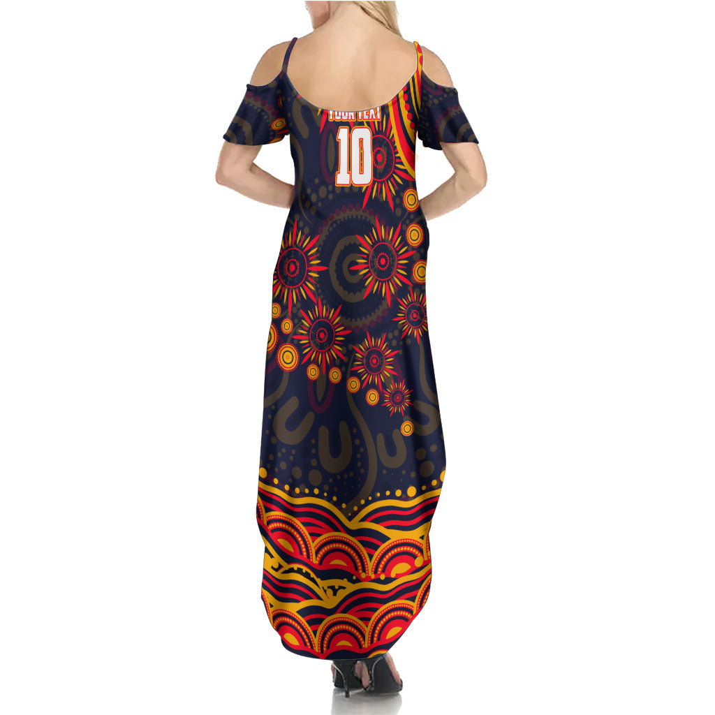 Personalized Adelaide Crows AFL Mascot Family Matching Summer Maxi Dress and Hawaiian Shirt Aboriginal Dot Art - Dreamtime Football Mascot