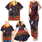 Personalized Adelaide Crows AFL Mascot Family Matching Tank Maxi Dress and Hawaiian Shirt Aboriginal Dot Art - Dreamtime Football Mascot