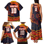 Personalized Adelaide Crows AFL Mascot Family Matching Tank Maxi Dress and Hawaiian Shirt Aboriginal Dot Art - Dreamtime Football Mascot