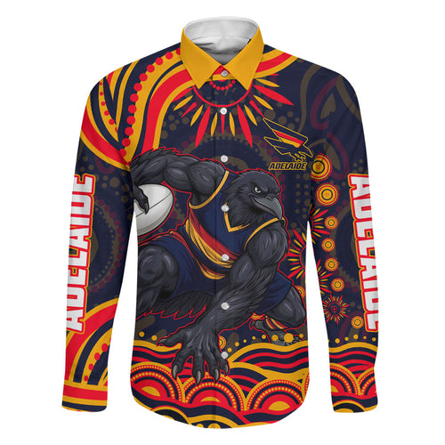 Personalized Adelaide Crows AFL Mascot Family Matching Tank Maxi Dress and Hawaiian Shirt Aboriginal Dot Art - Dreamtime Football Mascot