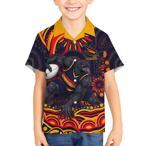 Personalized Adelaide Crows AFL Mascot Family Matching Tank Maxi Dress and Hawaiian Shirt Aboriginal Dot Art - Dreamtime Football Mascot