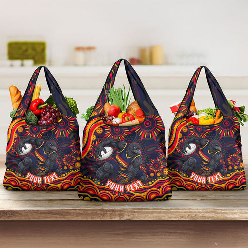 Personalized Adelaide Crows AFL Mascot Grocery Bag Aboriginal Dot Art - Dreamtime Football Mascot