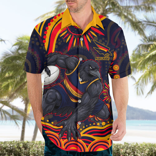 Personalized Adelaide Crows AFL Mascot Hawaiian Shirt Aboriginal Dot Art - Dreamtime Football Mascot