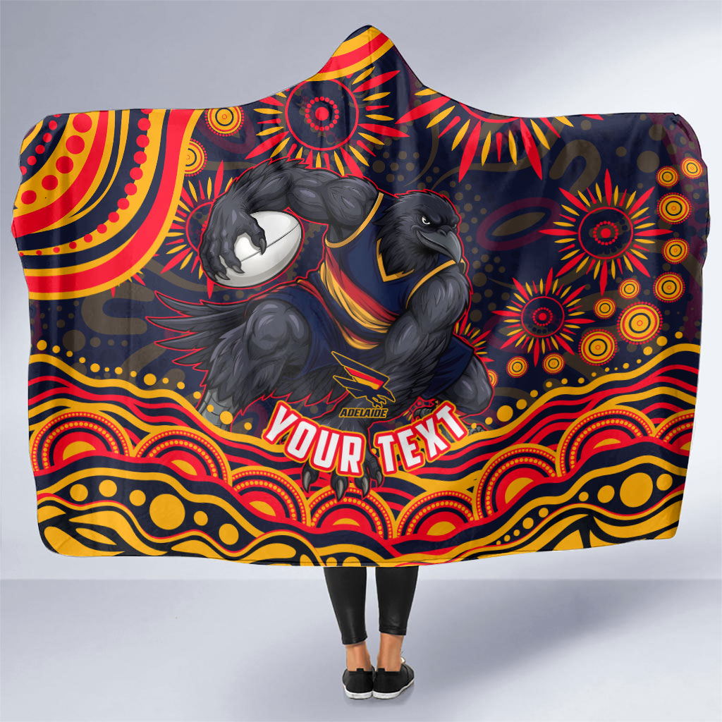 Personalized Adelaide Crows AFL Mascot Hooded Blanket Aboriginal Dot Art - Dreamtime Football Mascot